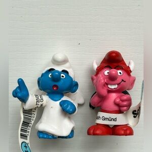 1984 Vintage Smurfs Peyo Schleich Devil & Angel Figurines Lot of 2 NWT New